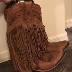 Fringe cowboy boots - genuine leather